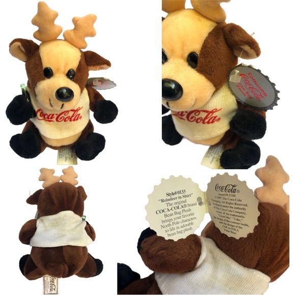 Three Original Coca-Cola Brand Bean Bag Plush With Tags - Picture 3 of 4